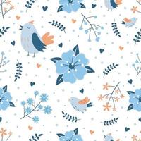 Cute Spring Birds Pattern Background vector