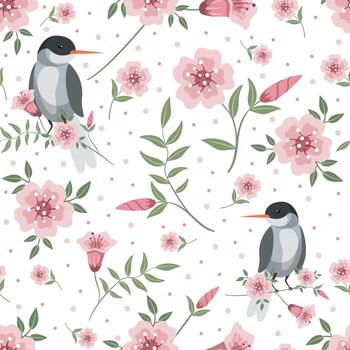 Spring Birds Element Pattern Background vector