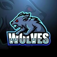 Wolf mascot esport logo design vector