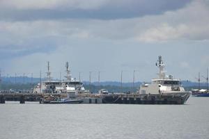 Patrol military boats mooring at the navy dock photo
