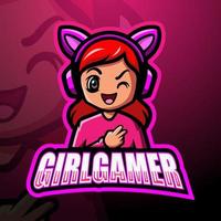 diseño de logotipo de esport de mascota de chica gamer vector