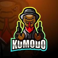 diseño del logotipo de esport de la mascota de la mafia de komodo vector