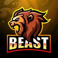 Lion mascot esport logo design vector