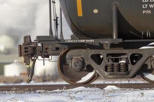 Close up rail car wheels photo