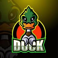 Duck mascot esport logo design vector