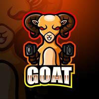 Goat gunner mascot esport logo design vector