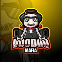 diseño de logotipo de esport de mascota de vudú de la mafia vector
