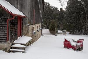 Old Vintage Barn and Sleigh photo