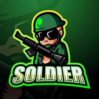 Soldier mascot esport logo design vector