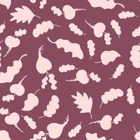 Seamless pattern with vegetables beets and leaves silhouettes. vector