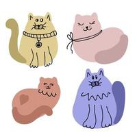 Fat funny cats character collection. vector