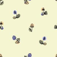 Hand drawn seamless pattern with camomile and psyllium flowers. vector