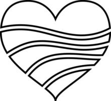 Striped Heart Outline Icon Vector