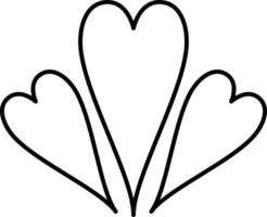 vector de icono de contorno de tres corazones