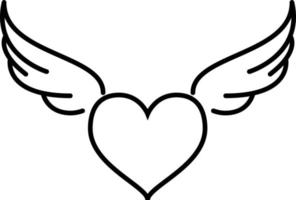 Heart With Wings Outline Icon Vector