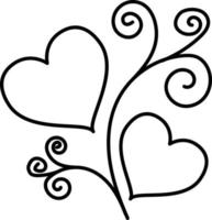 vector de icono de contorno de corazón floral