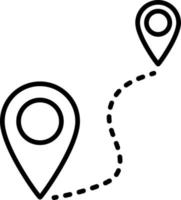 vector de icono de contorno de ubicación de ruta de viaje