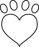 Paw Heart Outline Icon Vector
