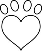 Paw Heart Outline Icon Vector