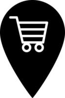 Shopping Cart Location Glyph Icon Vector