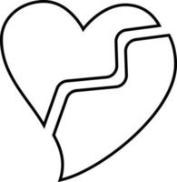 Broken Heart Outline Icon Vector