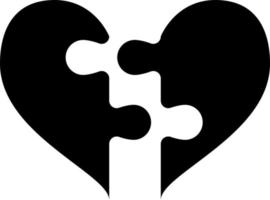 Broken Heart Puzzle Glyph Icon Vector