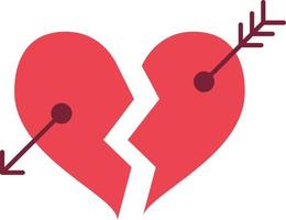 Broken Heart With Bow Arrow Filled Icon Vector