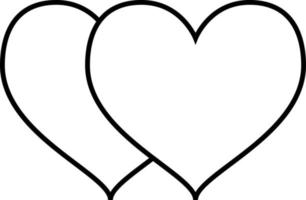 Overlapping Heart Outline Icon Vector