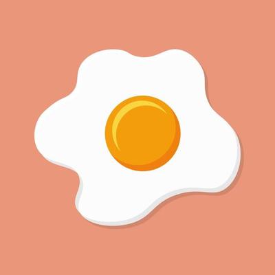 Fried egg or scrambled eggs isolated on coral background