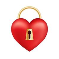 Volumetric shiny red heart with lock icon for St. Valentines Day vector