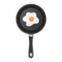 Realistic fried egg on frying pan in top view vector