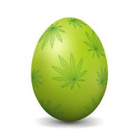 huevo de gallina verde con hoja de cannabis para pascua huevo realista y volumétrico vector