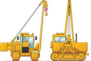 Drawing of a construction crane. Illustration of special equipment. Set of icons. Amazing illustration for website, print and project. Illustrations isolated on white background. The flat vector. Set. vector