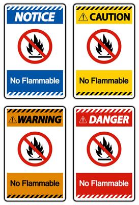 Warning No Flammable Symbol Sign On White Background