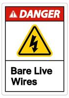 Danger Bare live Wires Sign On White Background vector