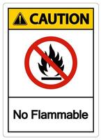 Caution No Flammable Symbol Sign On White Background vector