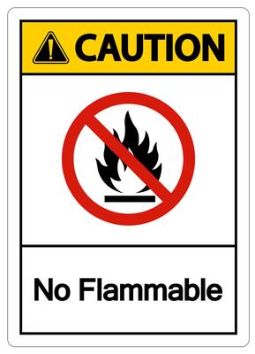 Caution No Flammable Symbol Sign On White Background