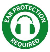 La seguridad es la primera protección necesaria para los oídos firmar sobre fondo blanco. vector