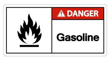 signo de símbolo de gasolina de peligro sobre fondo blanco