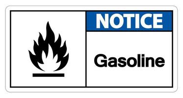 aviso símbolo de gasolina signo sobre fondo blanco vector