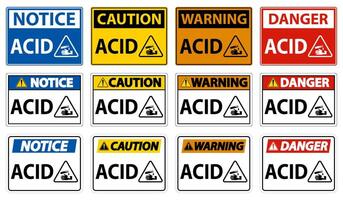 Label Acid Warning Sign On White Background vector