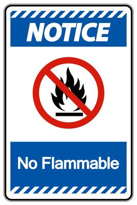 Notice No Flammable Symbol Sign On White Background