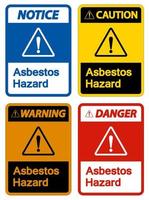 Precaución signo de símbolo de peligro de asbesto sobre fondo blanco. vector