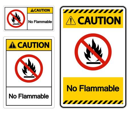 Caution No Flammable Symbol Sign On White Background