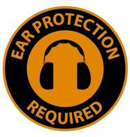 Warning Ear Protection Required Sign on white background vector