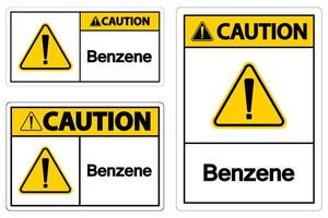 Precaución signo de símbolo de benceno sobre fondo blanco. vector