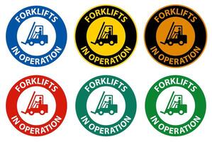 Caution forklifts in operation Sign on white background vector