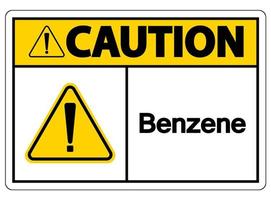 Caution Benzene Symbol Sign On White Background vector