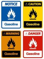 signo de símbolo de gasolina de peligro sobre fondo blanco vector