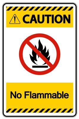 Caution No Flammable Symbol Sign On White Background